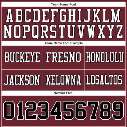 Custom Burgundy Black-White Authentic Football Jersey