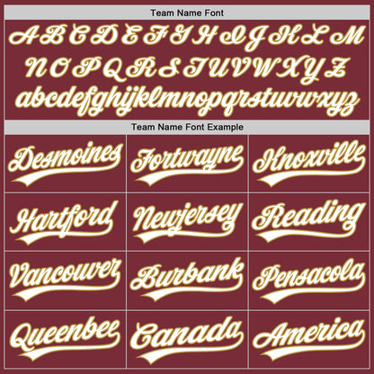 Custom Stitched Burgundy White-Old Gold Baseball Pullover Sweatshirt Hoodie
