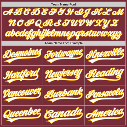 Custom Stitched Burgundy White-Gold Baseball Pullover Sweatshirt Hoodie