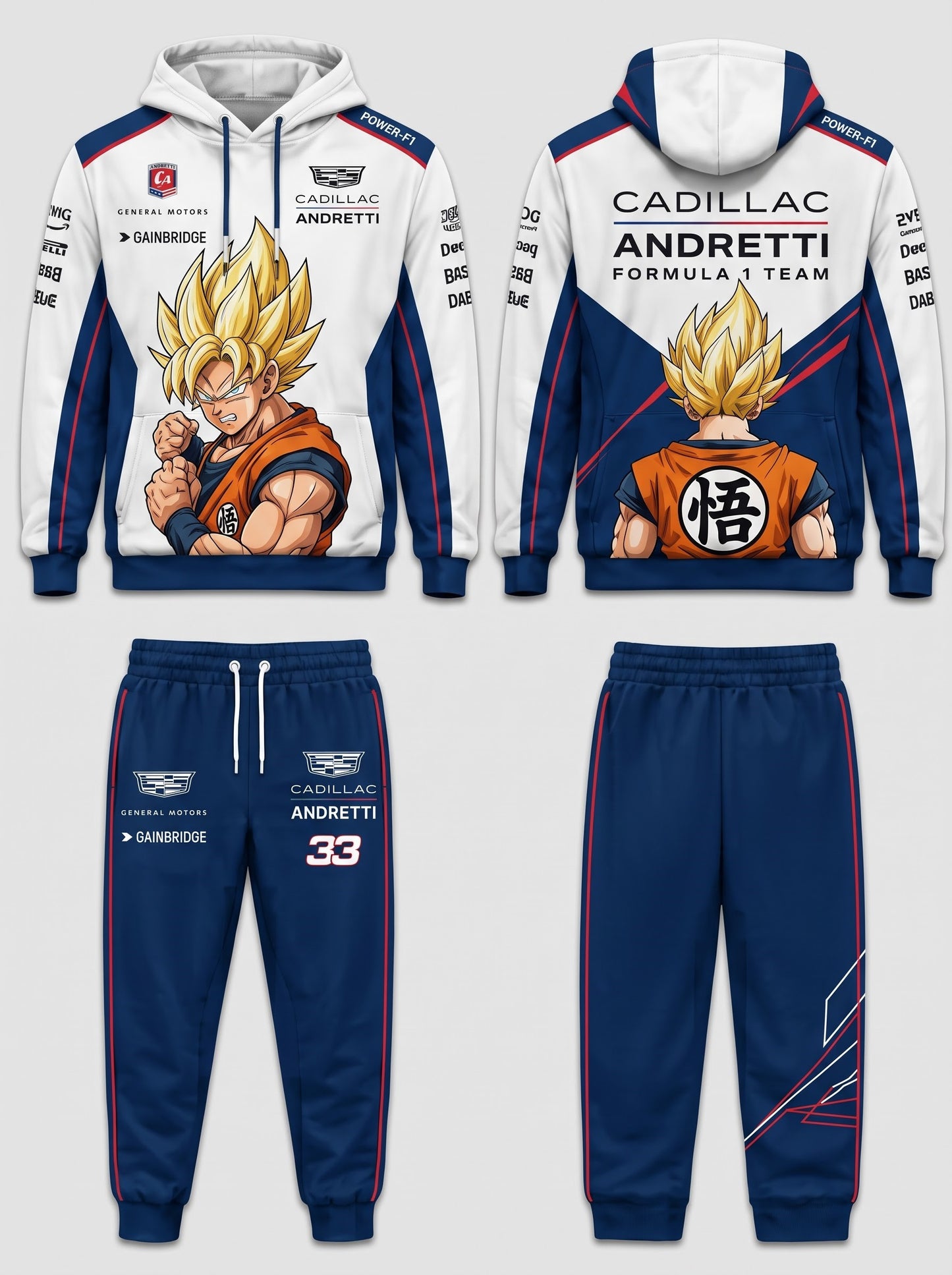 Sport Racing F1 x Son Goku Set — Hoodie & Sweatpants | 11 Formula Team Inspired Dragon Style
