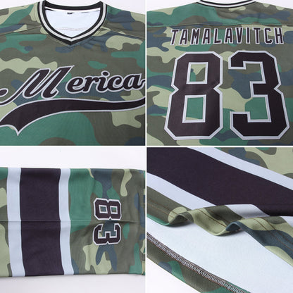 Custom Camo Black-Gray Salute To Service Hockey Jersey