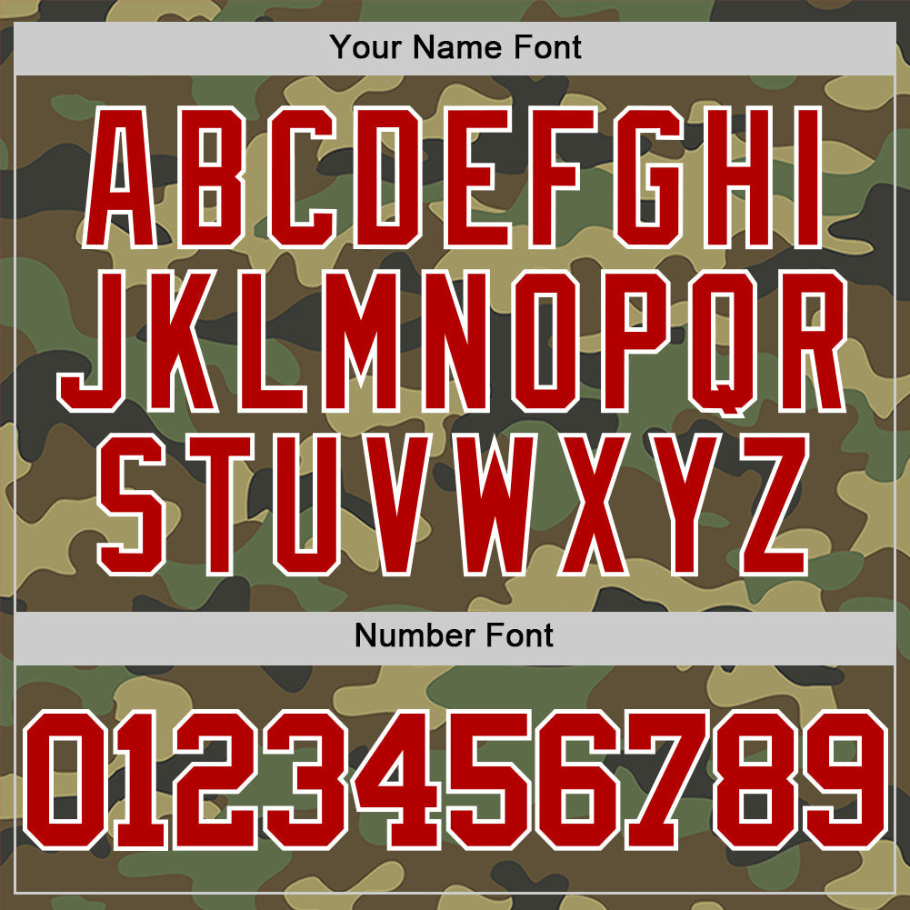 Custom Camo Red-White Authentic Salute To Service Basketball Jersey