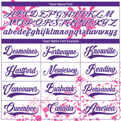 Custom Camo Purple Pink-White Splash Hockey Lace Neck Jersey