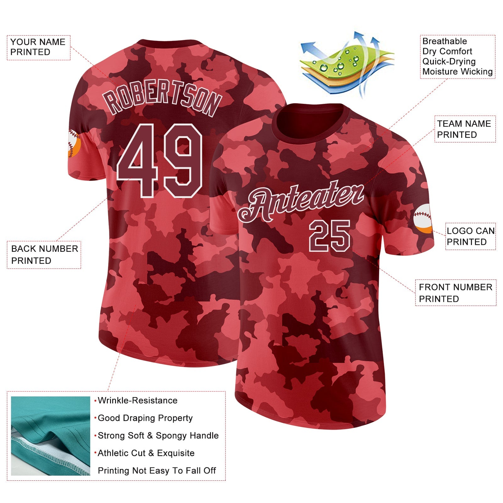 Custom Camo Burgundy-White Digital Camouflage Salute To Service Performance T-Shirt