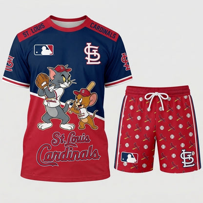 All USA Baseball Teams Inspired Fan Set, Graphic T-Shirt And Shorts Combo Outfit