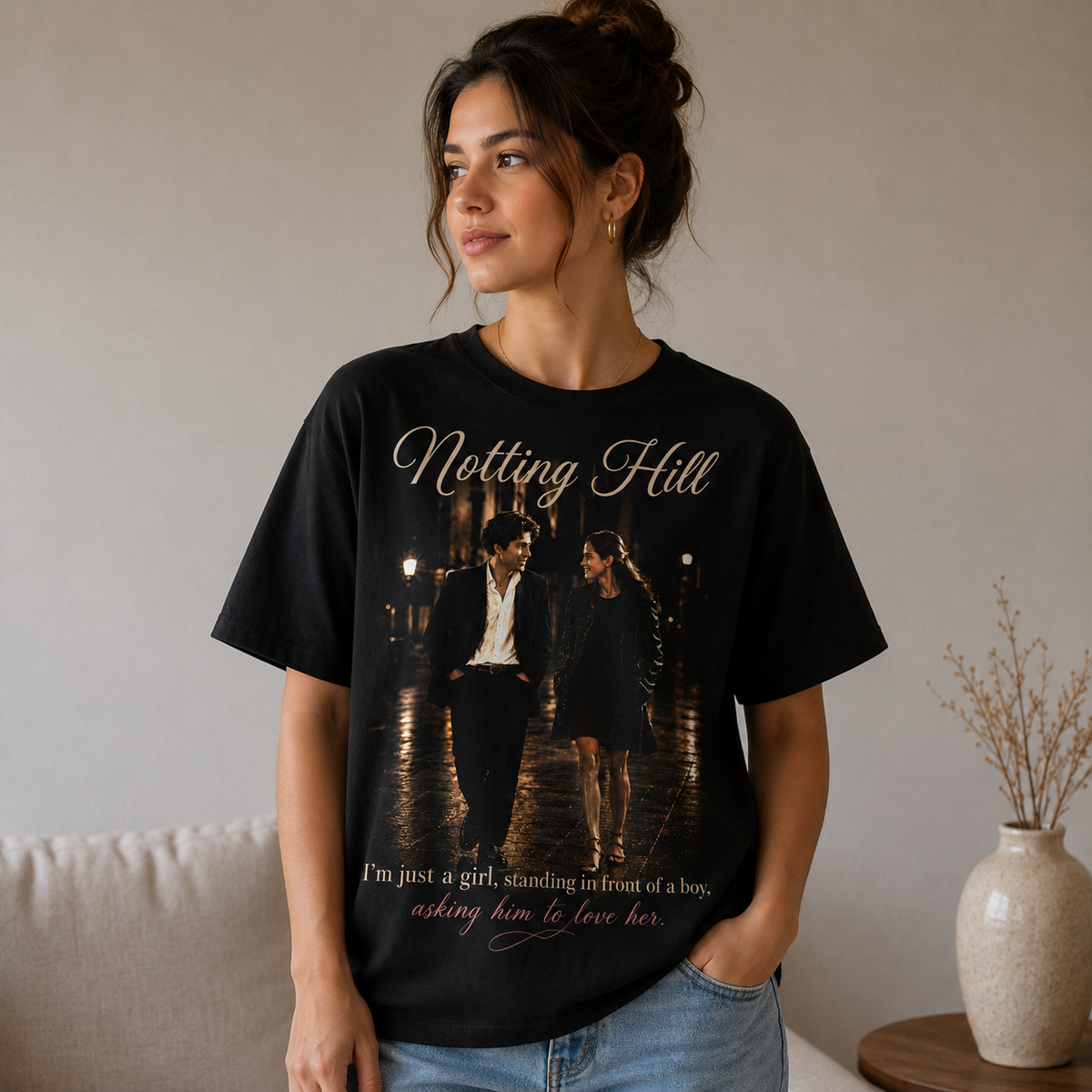 Notting Hill Romantic Movie Quote Shirt, Vintage Couple Graphic Hoodie, Love Story Sweatshirt, 90s Romance Tee, Zip Hoodie Gift