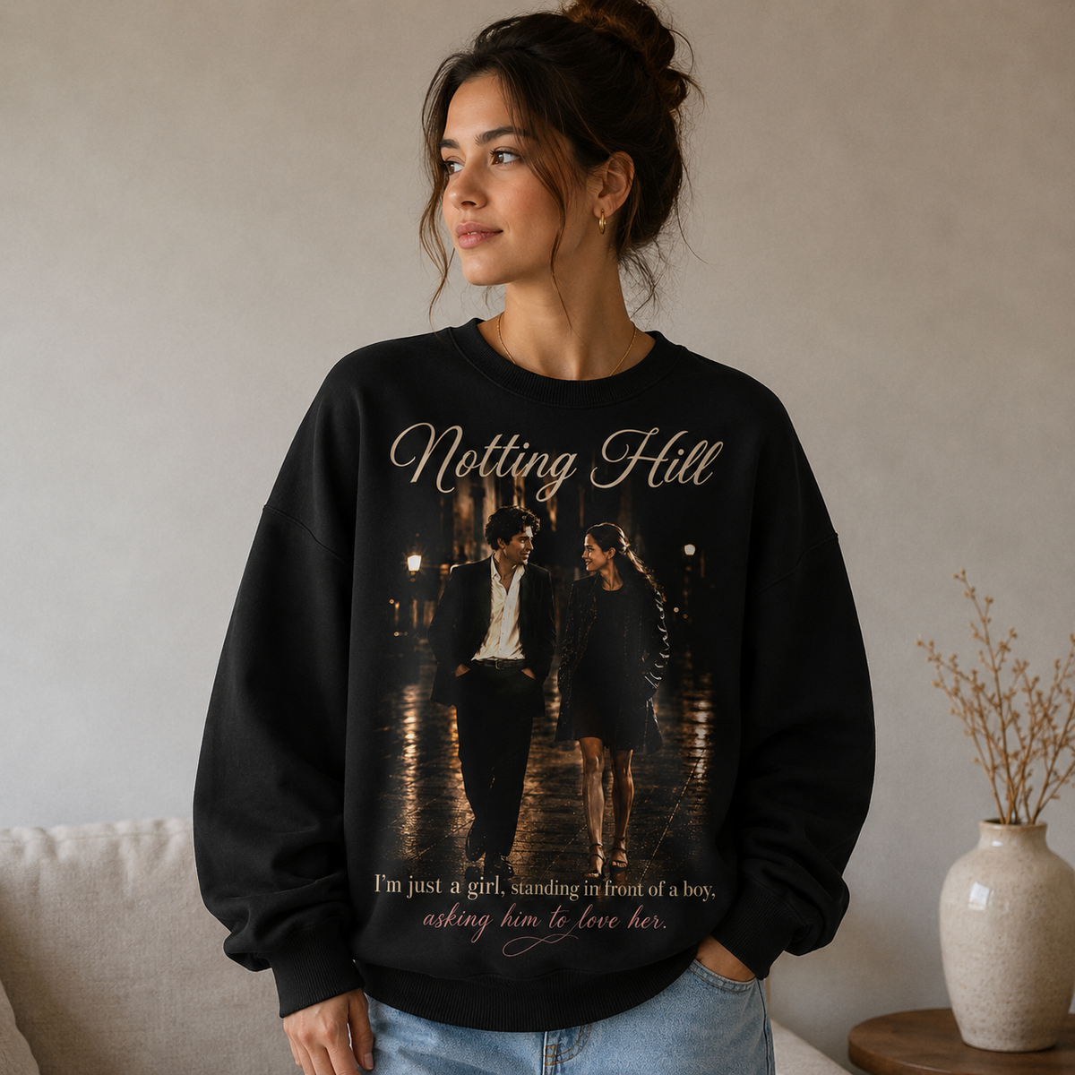 Notting Hill Romantic Movie Quote Shirt, Vintage Couple Graphic Hoodie, Love Story Sweatshirt, 90s Romance Tee, Zip Hoodie Gift