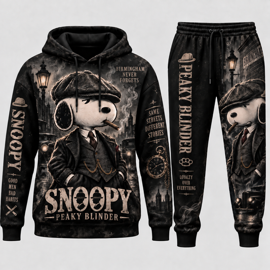 Limited Edition Snoopy Peaky Blinder Hoodie & Sweatpants Set