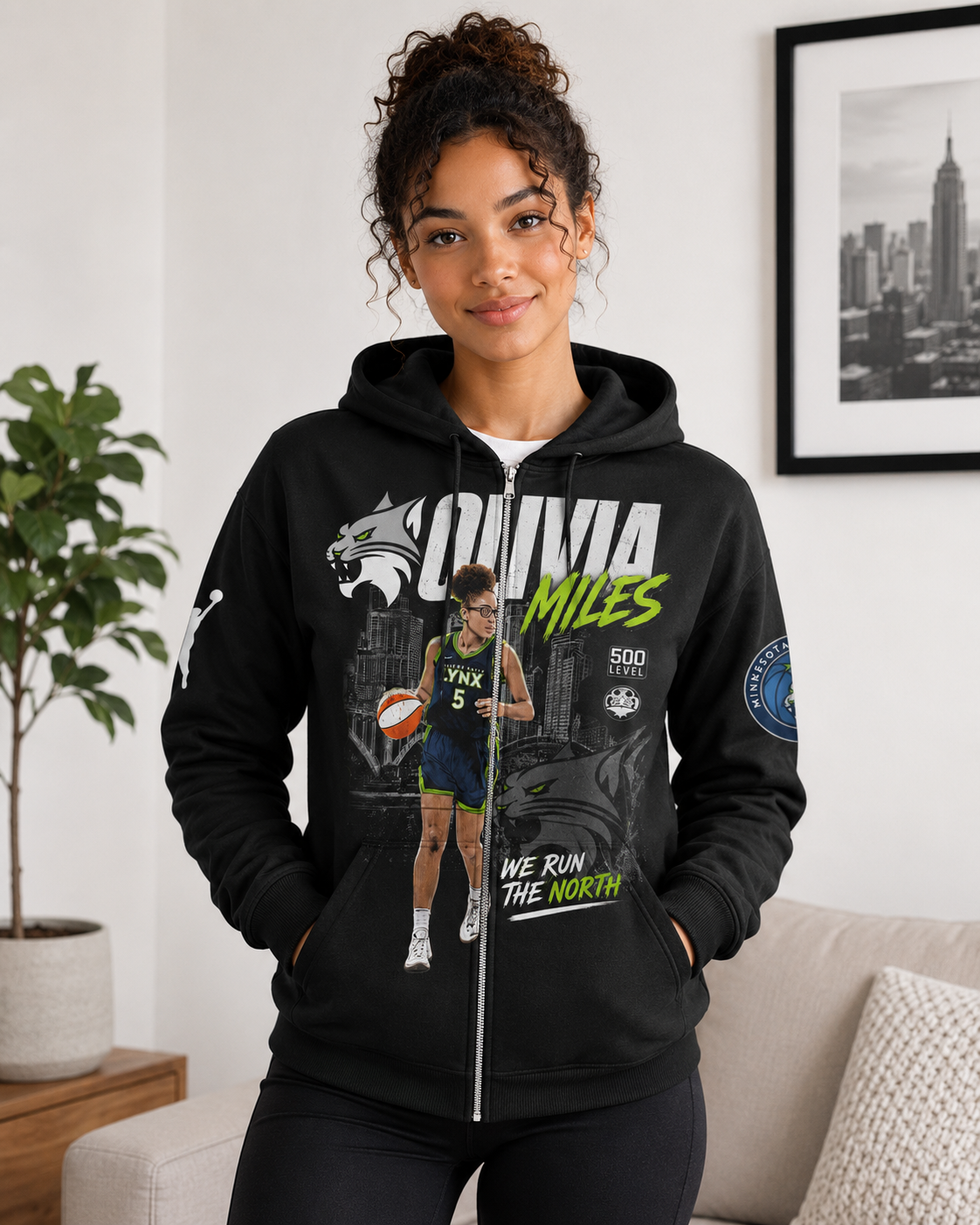 Olivia Miles Basketball Fan Shirt — Hoodie — Sweatshirt & Zip Hoodie | Minnesota Lynx Inspired WNBA  - Custom Fan Apparel Image 8