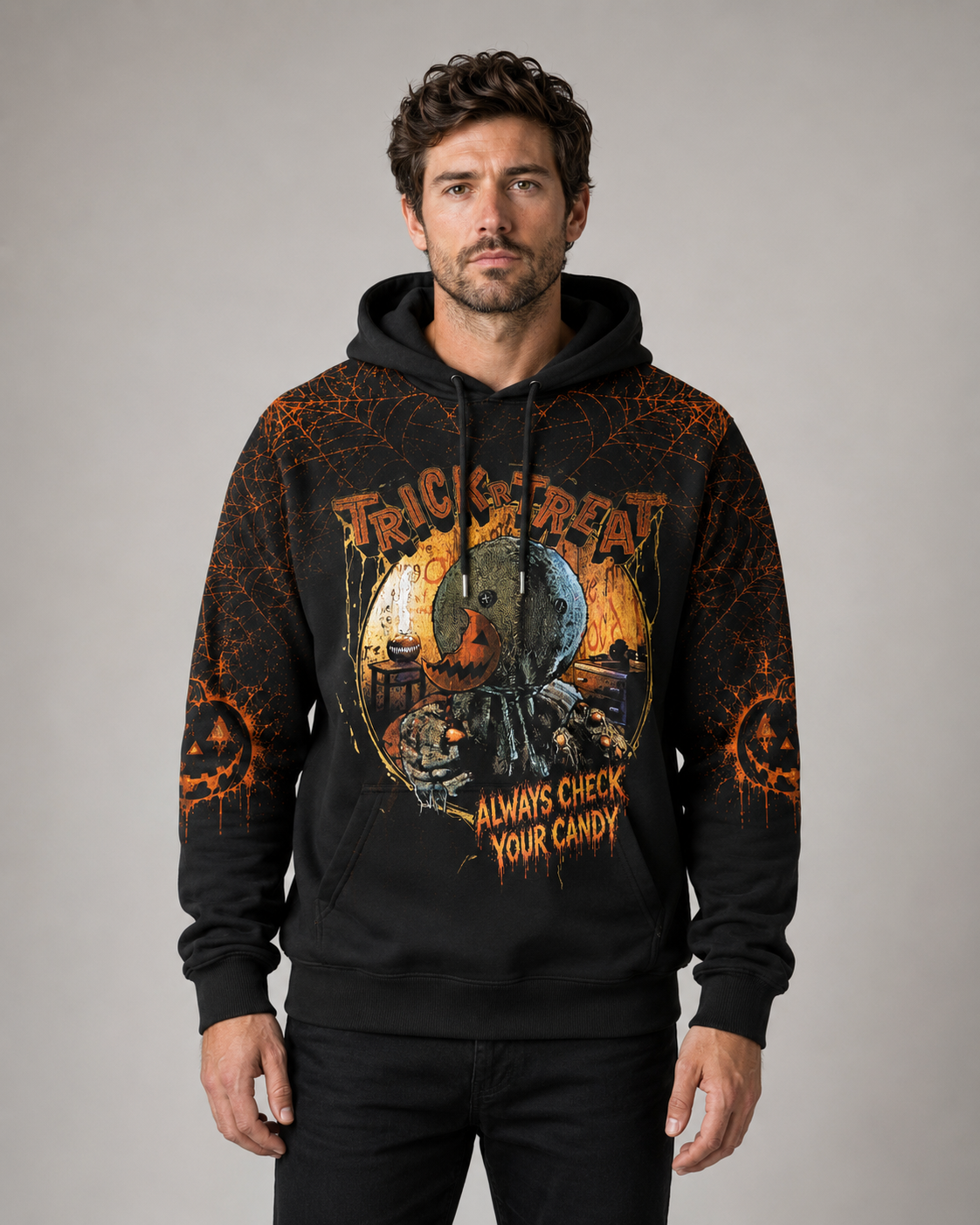 Halloween Trick or Treat Horror Graphic Shirt — Always Check Your Candy T-Shirt — Sweatshirt — Hoodi - Custom Fan Apparel Image 6