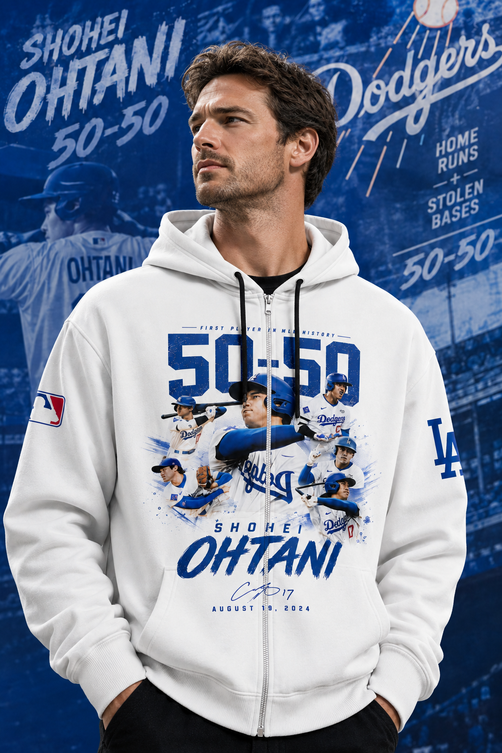 Shohei Ohtani 50-50 Los Angeles Baseball Fan Shirt, Hoodie, Sweatshirt & Zip Hoodie | Dodgers Inspir - Custom Fan Apparel Image 5