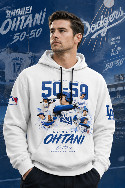 Shohei Ohtani 50-50 Los Angeles Baseball Fan Shirt, Hoodie, Sweatshirt & Zip Hoodie | Dodgers Inspir - Custom Fan Apparel Image 6