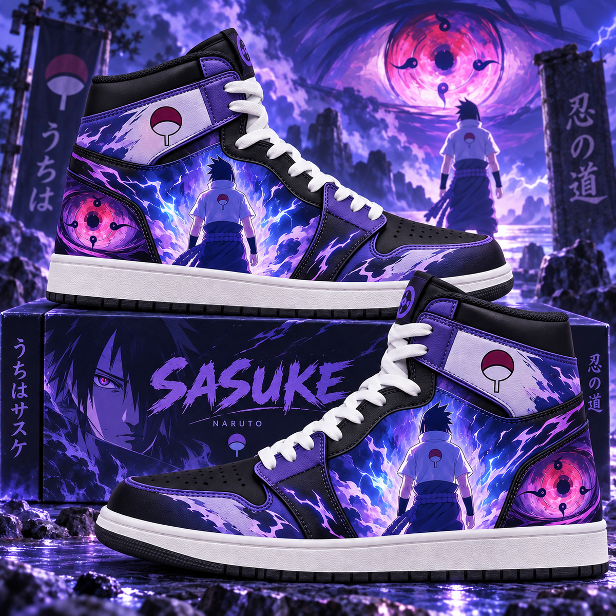 Uchiha Sasuke High Top Sneakers — Naruto Inspired Fan Shoes