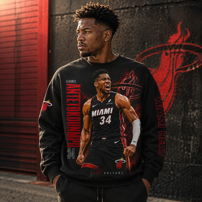 Giannis Antetokounmpo 34 Miami Basketball Fan Shirt, Hoodie, Sweatshirt & Zip Hoodie | Heat Inspired NBA Apparel