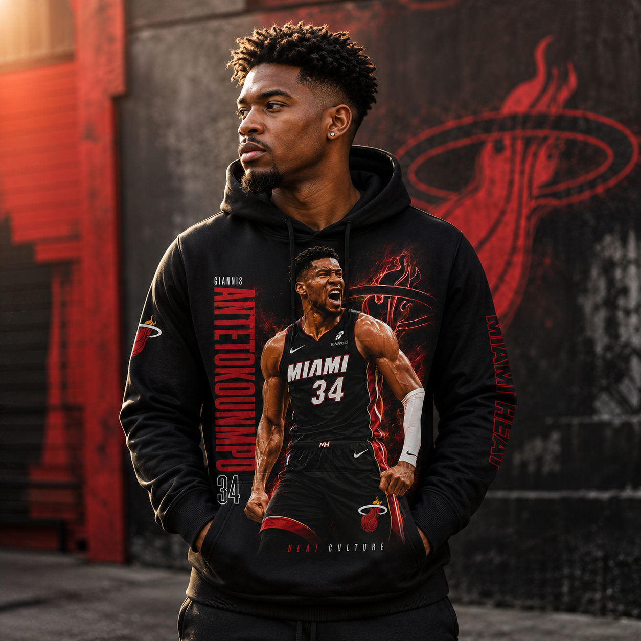 Giannis Antetokounmpo 34 Miami Basketball Fan Shirt, Hoodie, Sweatshirt & Zip Hoodie | Heat Inspired NBA Apparel