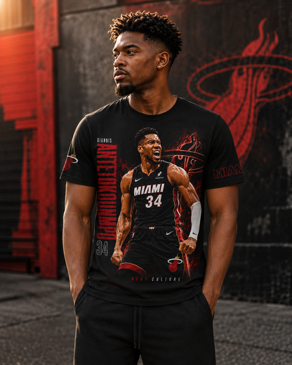 Giannis Antetokounmpo 34 Miami Basketball Fan Shirt, Hoodie, Sweatshirt & Zip Hoodie | Heat Inspired NBA Apparel