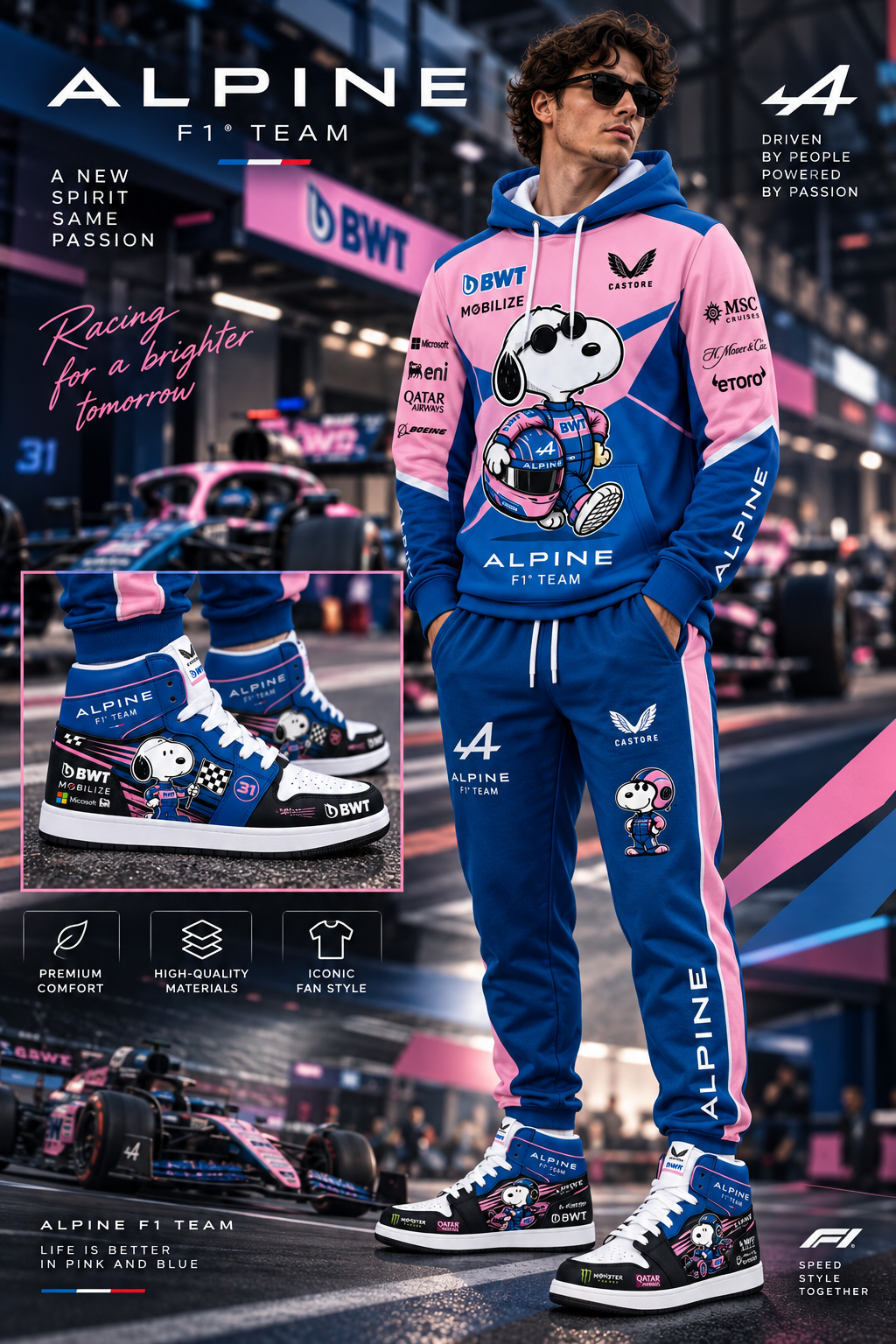 Sport Racing Fan Hoodie Set & High Sneakers | All 11 Formula Teams Available