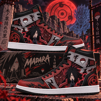 Uchiha Madara High Top Sneakers — Naruto Inspired Fan Shoes