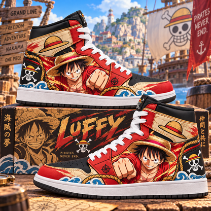Limited Edition Luffy Fan Shoes — Anime High Top Sneaker Gift