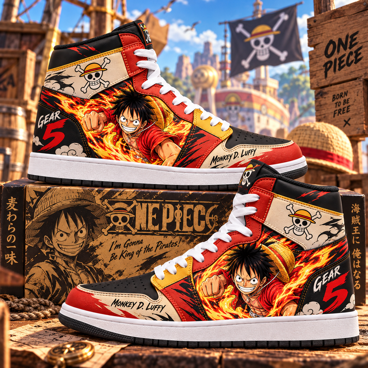 Limited Edition Luffy Fan Shoes — Anime High Top Sneaker Gift