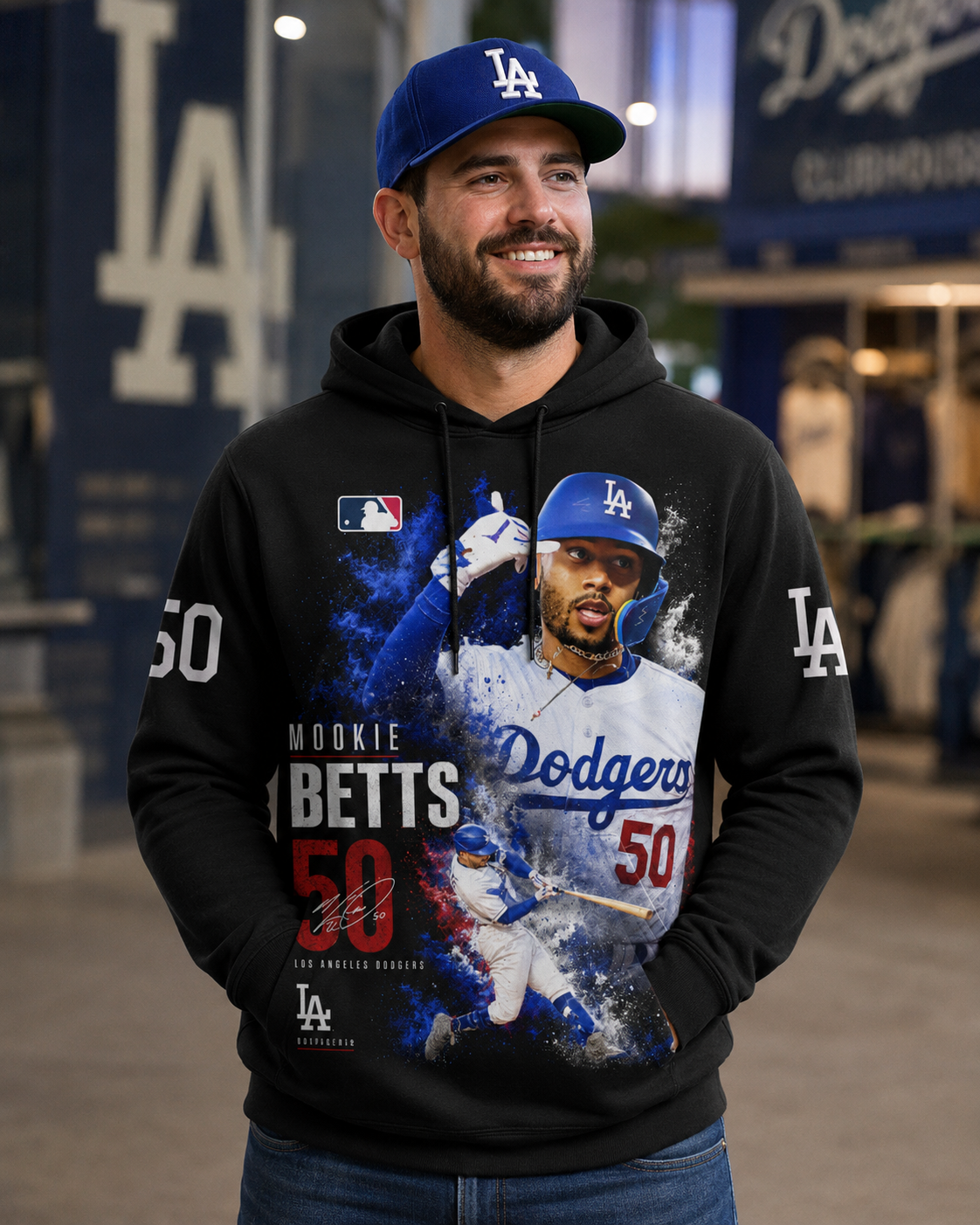 Mookie Betts No. 50 Baseball Fan Shirt — Hoodie — Sweatshirt & Zip Hoodie | Los Angeles Dodgers Insp - Custom Fan Apparel Image 6