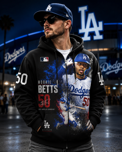 Mookie Betts No. 50 Baseball Fan Shirt — Hoodie — Sweatshirt & Zip Hoodie | Los Angeles Dodgers Insp - Custom Fan Apparel Image 8