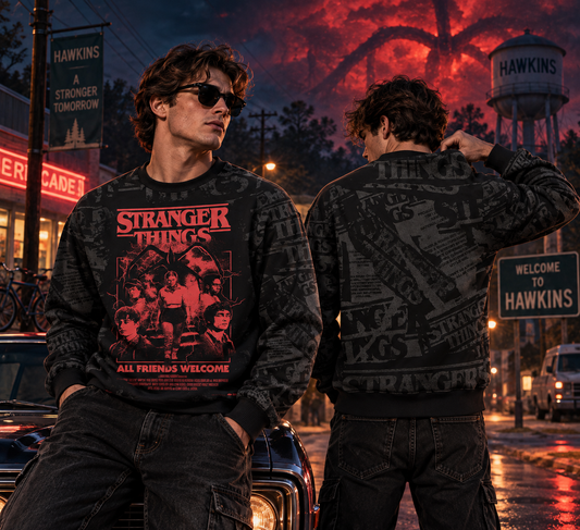 Stranger Things Black Graphic Hoodie, Upside Down Shirt, All Friends Welcome Sweatshirt, Horror Polo, Zip Hoodie, T-Shirt