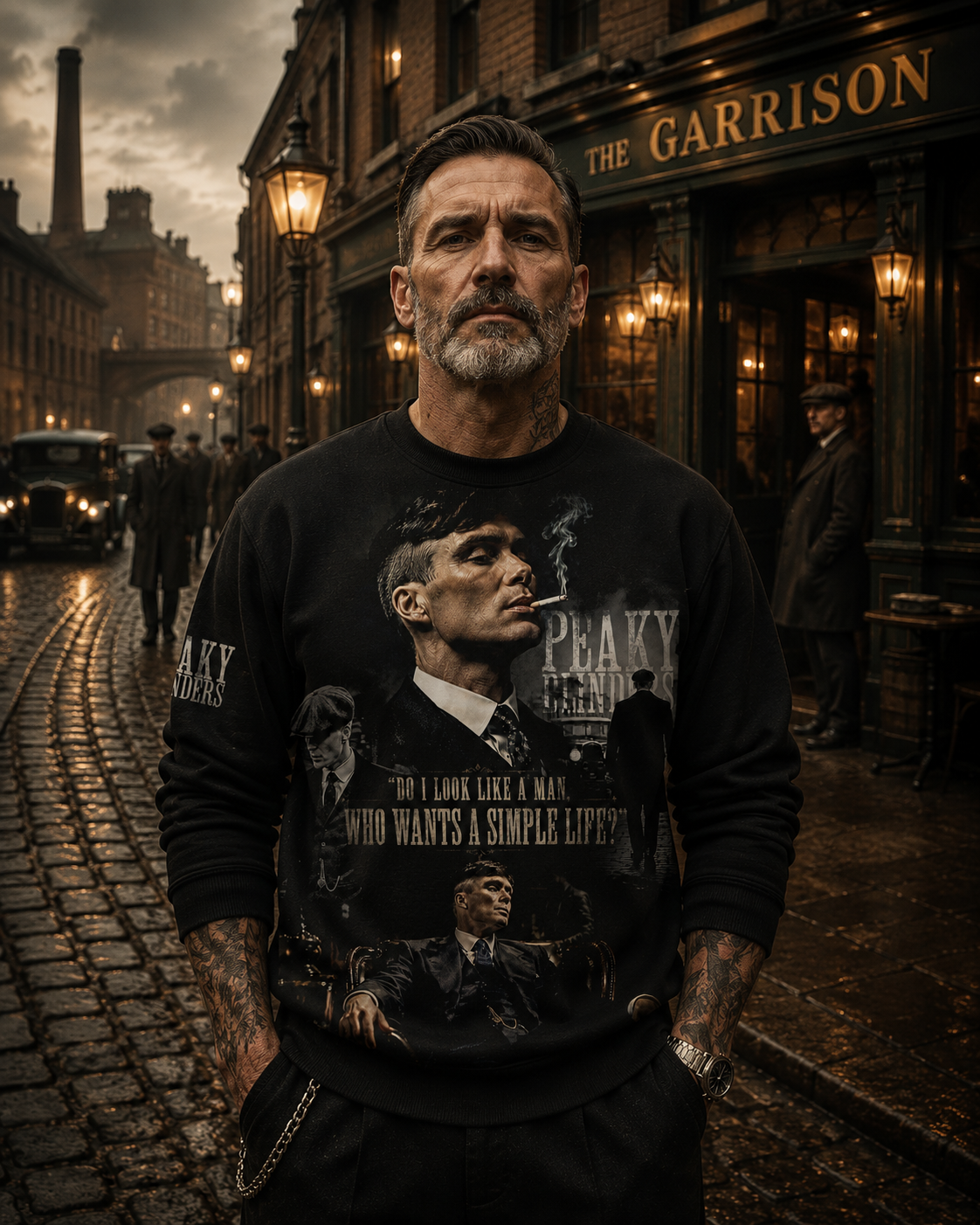 Peaky Blinders Inspired Apparel Collection — Black Gangster Graphic Hoodie, Zip Hoodie, Sweatshirt & T-Shirt