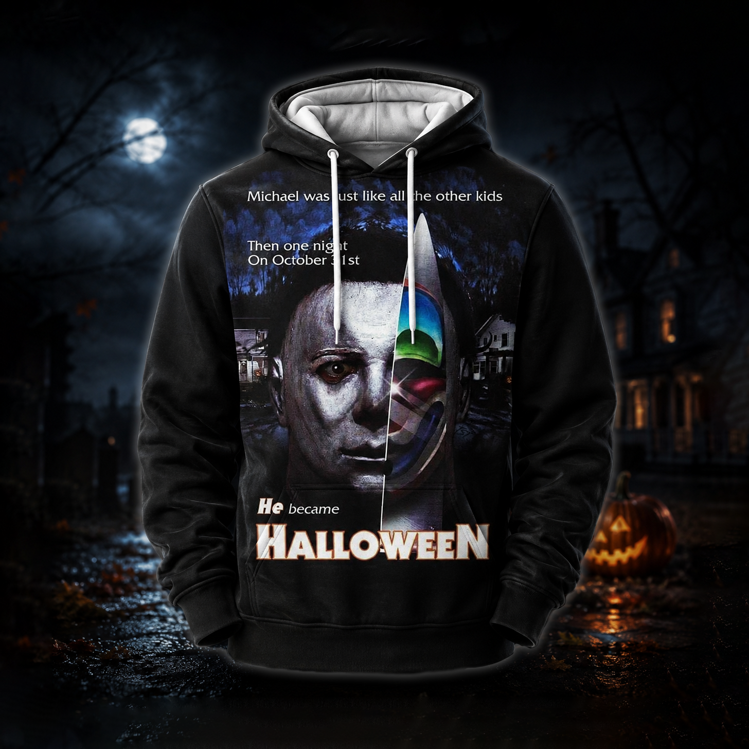 Halloween Masked Killer Graphic Shirt — Scary Horror Movie T-Shirt — Sweatshirt — Hoodie & Zip Hoodi - Custom Fan Apparel Image 7