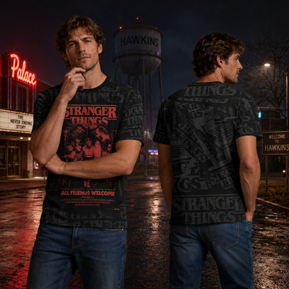Stranger Things Black Graphic Hoodie, Upside Down Shirt, All Friends Welcome Sweatshirt, Horror Polo, Zip Hoodie, T-Shirt