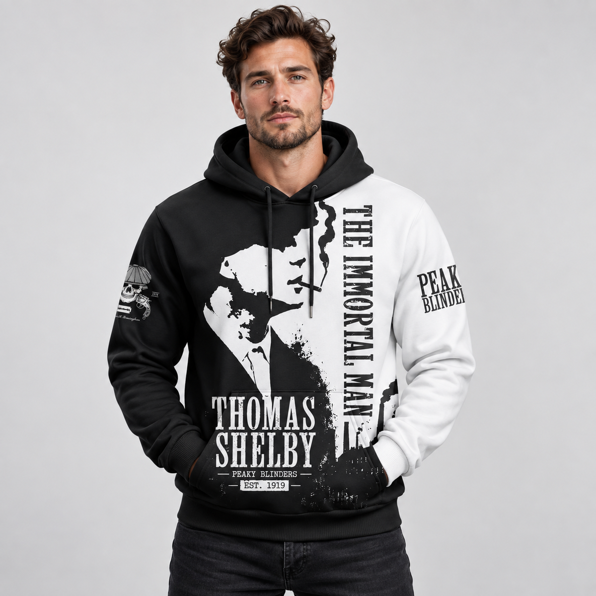 Thomas Shelby The Immortal Man Black White Apparel Collection | Hoodie, Zip Hoodie, Sweatshirt, T-Shirt & Polo Shirt