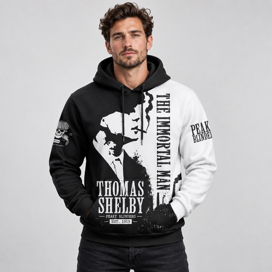 Thomas Shelby The Immortal Man Black White Apparel Collection | Hoodie, Zip Hoodie, Sweatshirt, T-Shirt & Polo Shirt