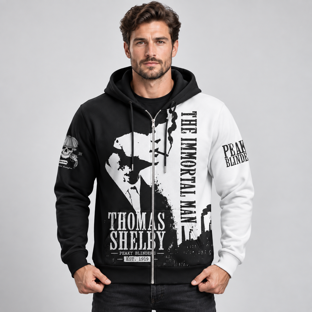 Thomas Shelby The Immortal Man Black White Apparel Collection | Hoodie, Zip Hoodie, Sweatshirt, T-Shirt & Polo Shirt