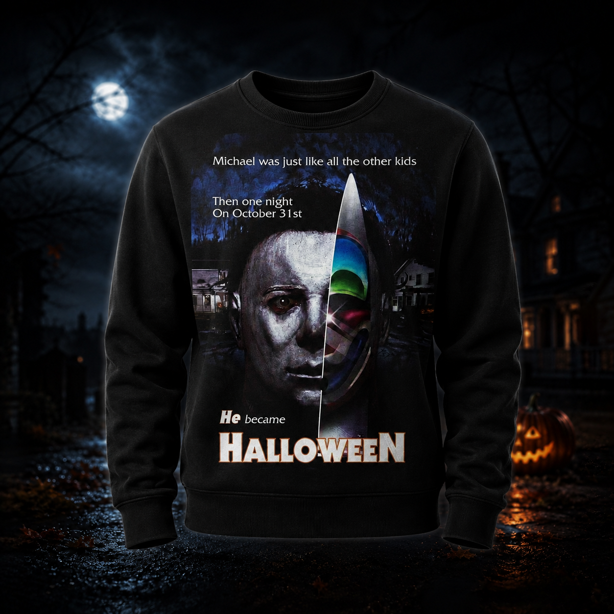 Halloween Masked Killer Graphic Shirt — Scary Horror Movie T-Shirt — Sweatshirt — Hoodie & Zip Hoodi - Custom Fan Apparel Image 5