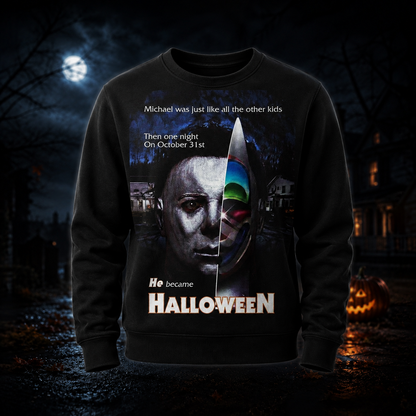 Halloween Masked Killer Graphic Shirt — Scary Horror Movie T-Shirt — Sweatshirt — Hoodie & Zip Hoodi - Custom Fan Apparel Image 5