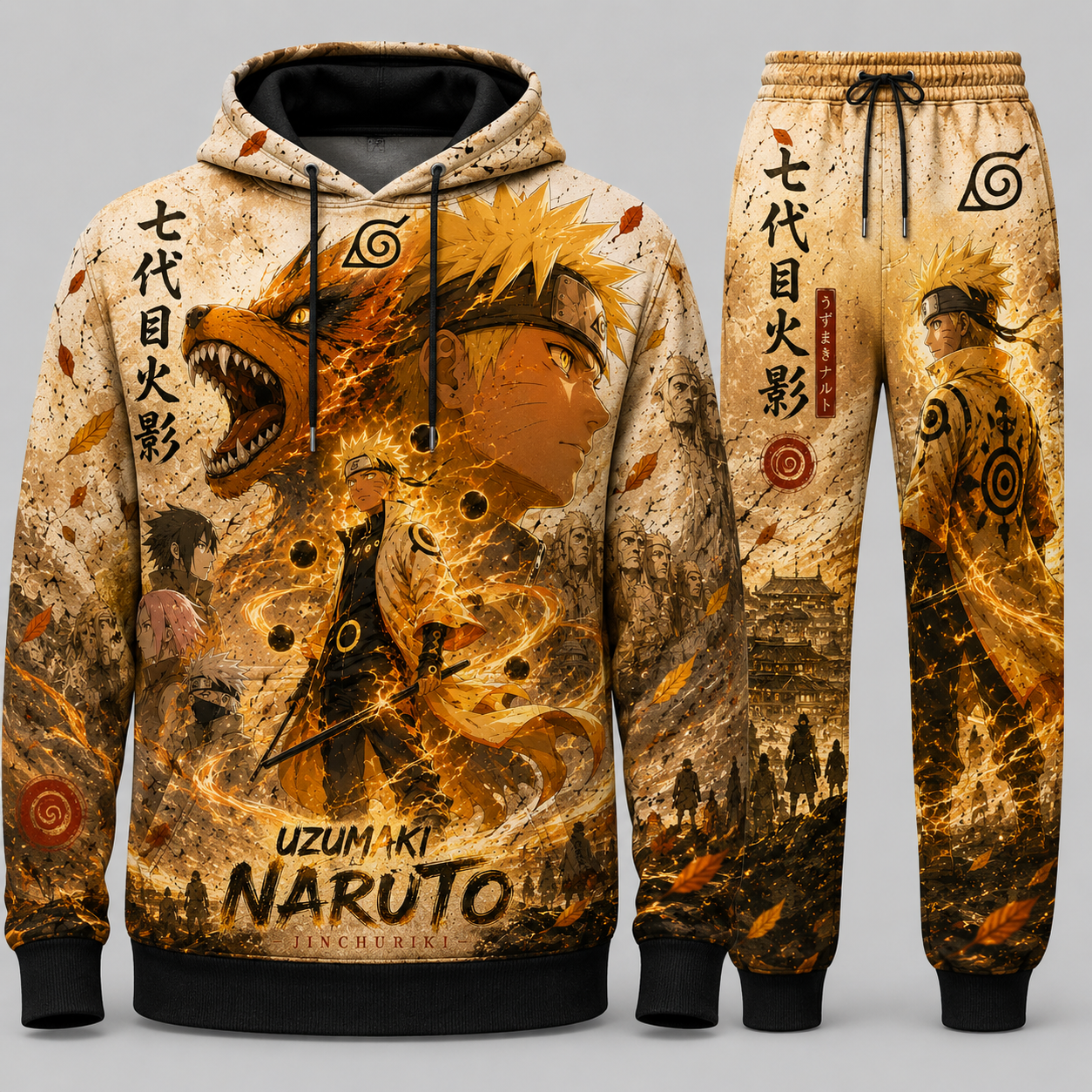 Limited Edition Leaf Village Fan Set — Hoodie & Sweatpants | Ninja Hero Style
