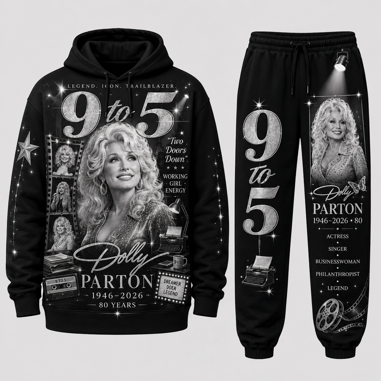 Country Music Legend Memorial Set — Hoodie & Sweatpants | Vintage Tribute Style