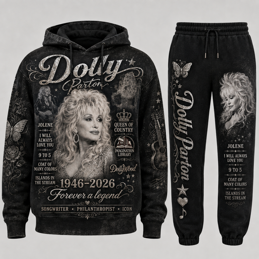 Country Music Legend Memorial Set — Hoodie & Sweatpants | Vintage Tribute Style