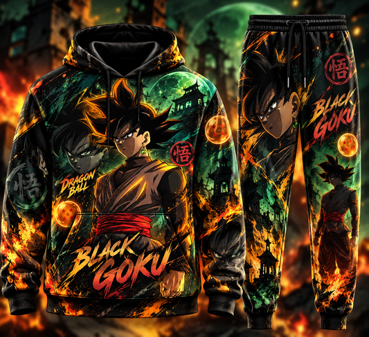Black Goku Transformation Fan Set — Dragon Ball Hoodie & Sweatpants