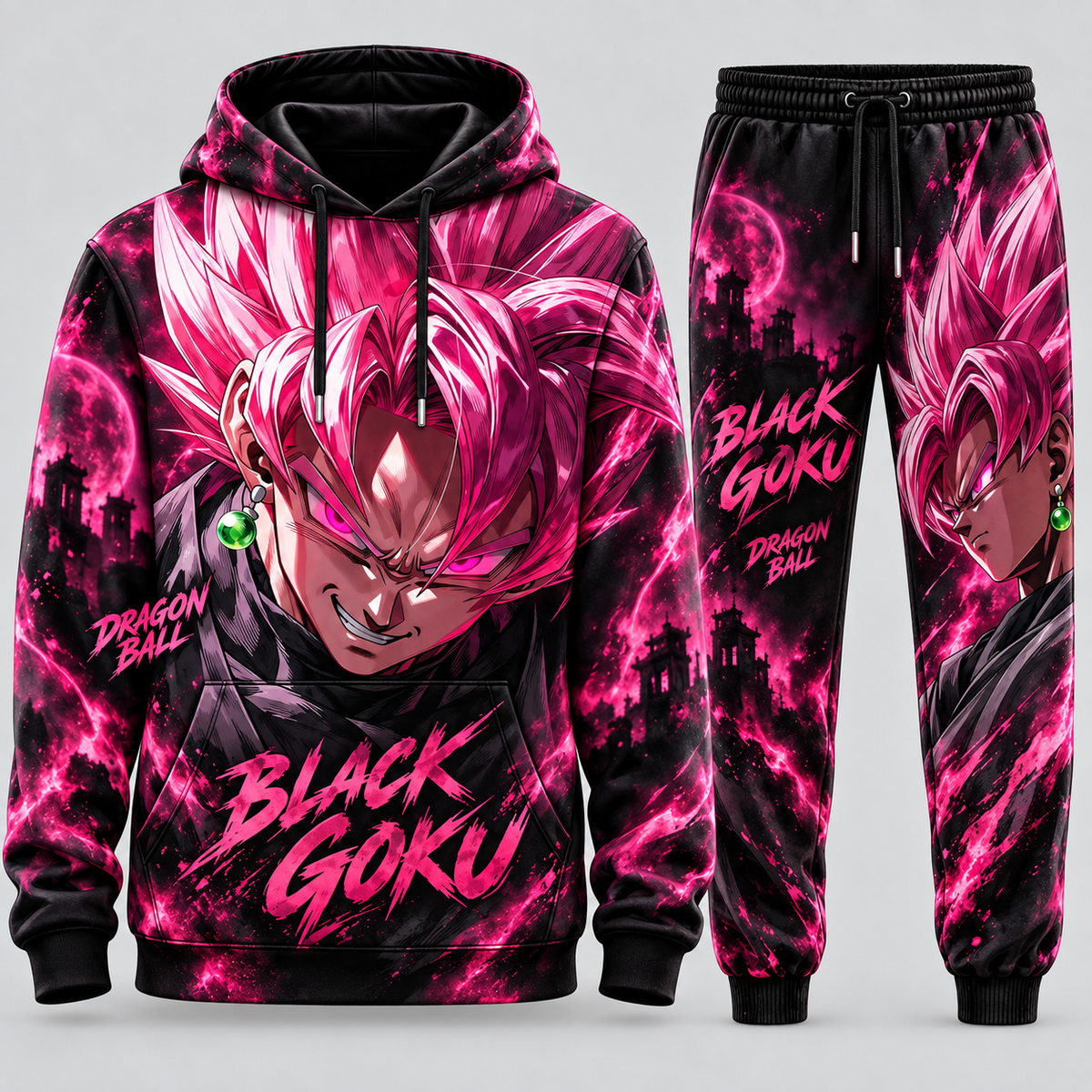 Black Goku Transformation Fan Set — Dragon Ball Hoodie & Sweatpants