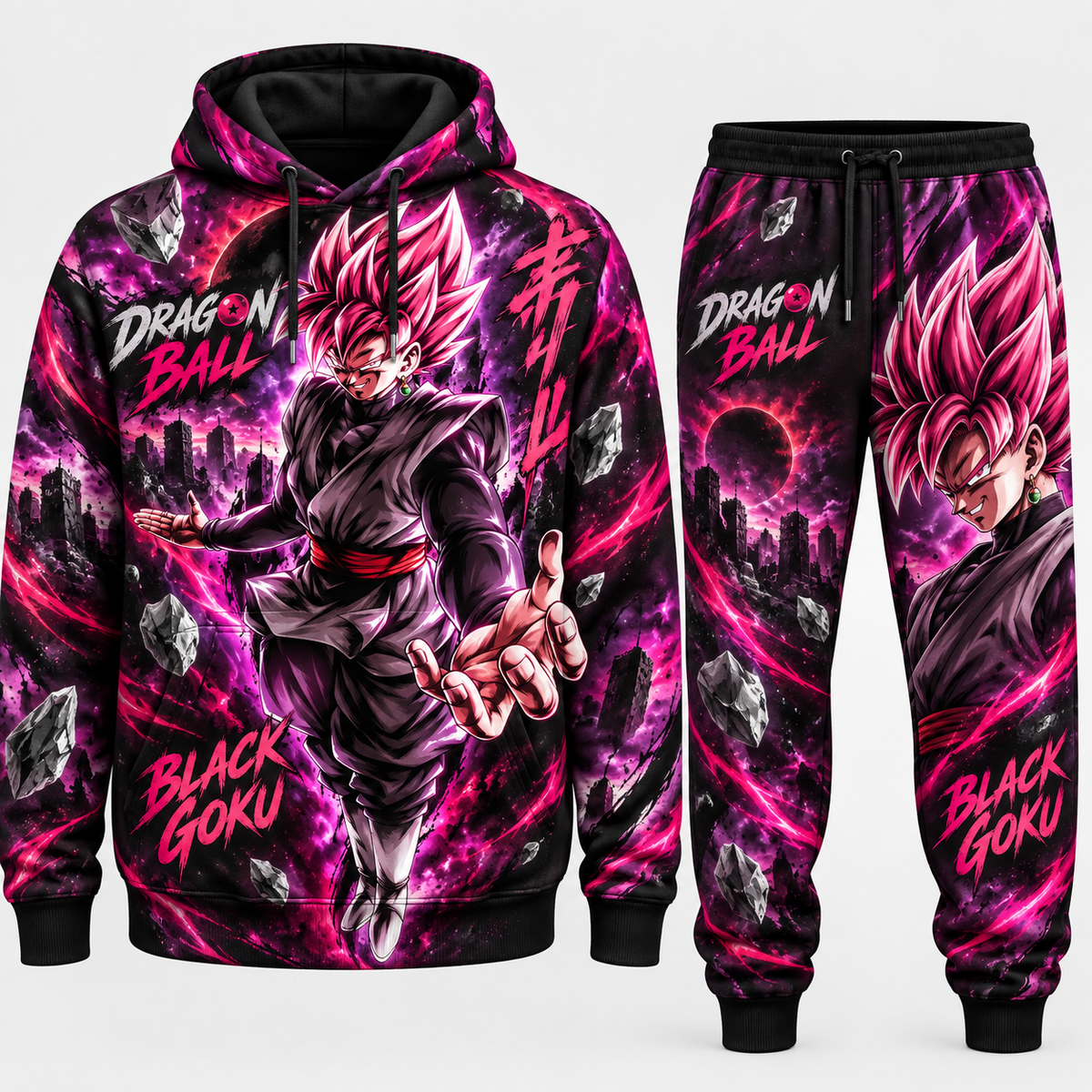 Black Goku Transformation Fan Set — Dragon Ball Hoodie & Sweatpants