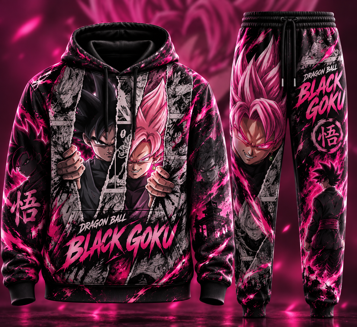 Black Goku Transformation Fan Set — Dragon Ball Hoodie & Sweatpants