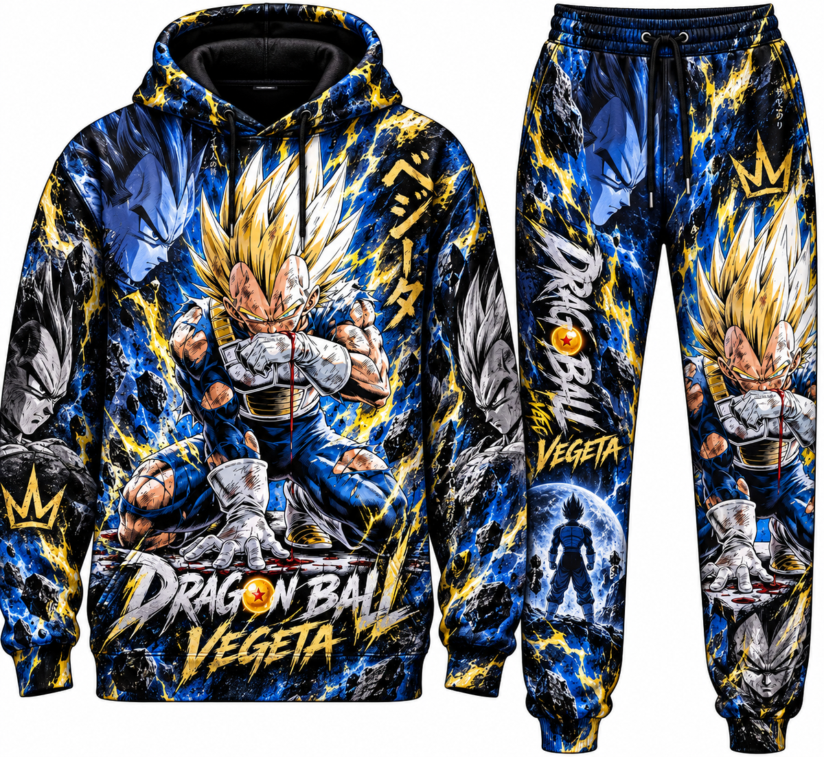 Vegeta Transformation Fan Set — Dragon Ball Hoodie & Sweatpants