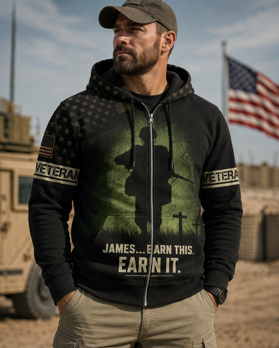 American Veteran Faith Shirt — Jesus Christ Veteran Graphic T-Shirt — Sweatshirt — Hoodie & Zip Hood - Custom Fan Apparel Image 8