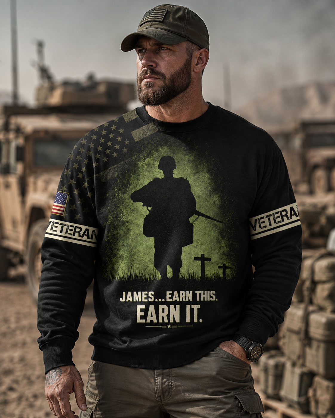 American Veteran Faith Shirt — Jesus Christ Veteran Graphic T-Shirt — Sweatshirt — Hoodie & Zip Hood - Custom Fan Apparel Image 4