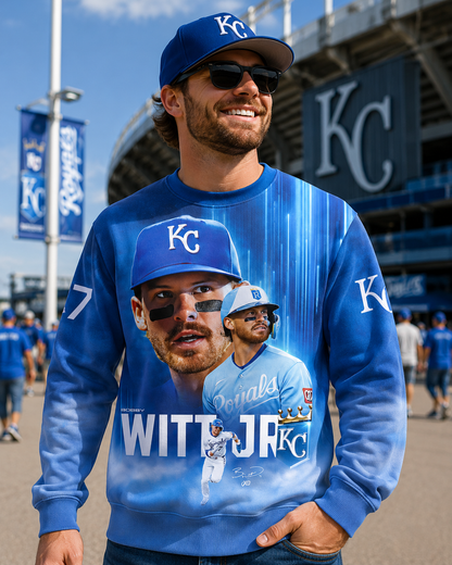 Bobby Witt Jr No. 7 Kansas City Baseball Fan Shirt — Hoodie — Sweatshirt & Zip Hoodie | KC Royals In - Custom Fan Apparel Image 3