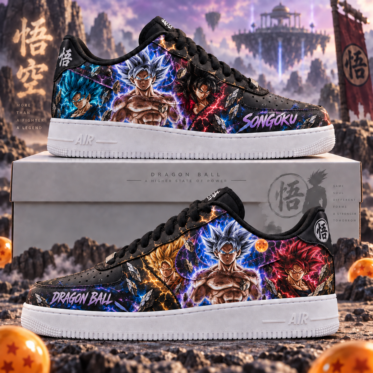 Multi-form Songoku Fan Shoes — Anime High & Low Sneaker Gift