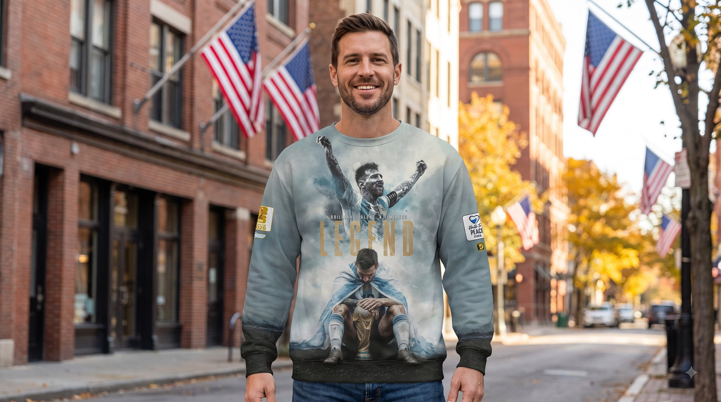 Argentina Legend Soccer Graphic Hoodie, World Champion Football Sweatshirt, Light Blue Fan T-Shirt, Zip Hoodie Gift