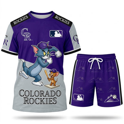 All USA Baseball Teams Inspired Fan Set, Graphic T-Shirt And Shorts Combo Outfit