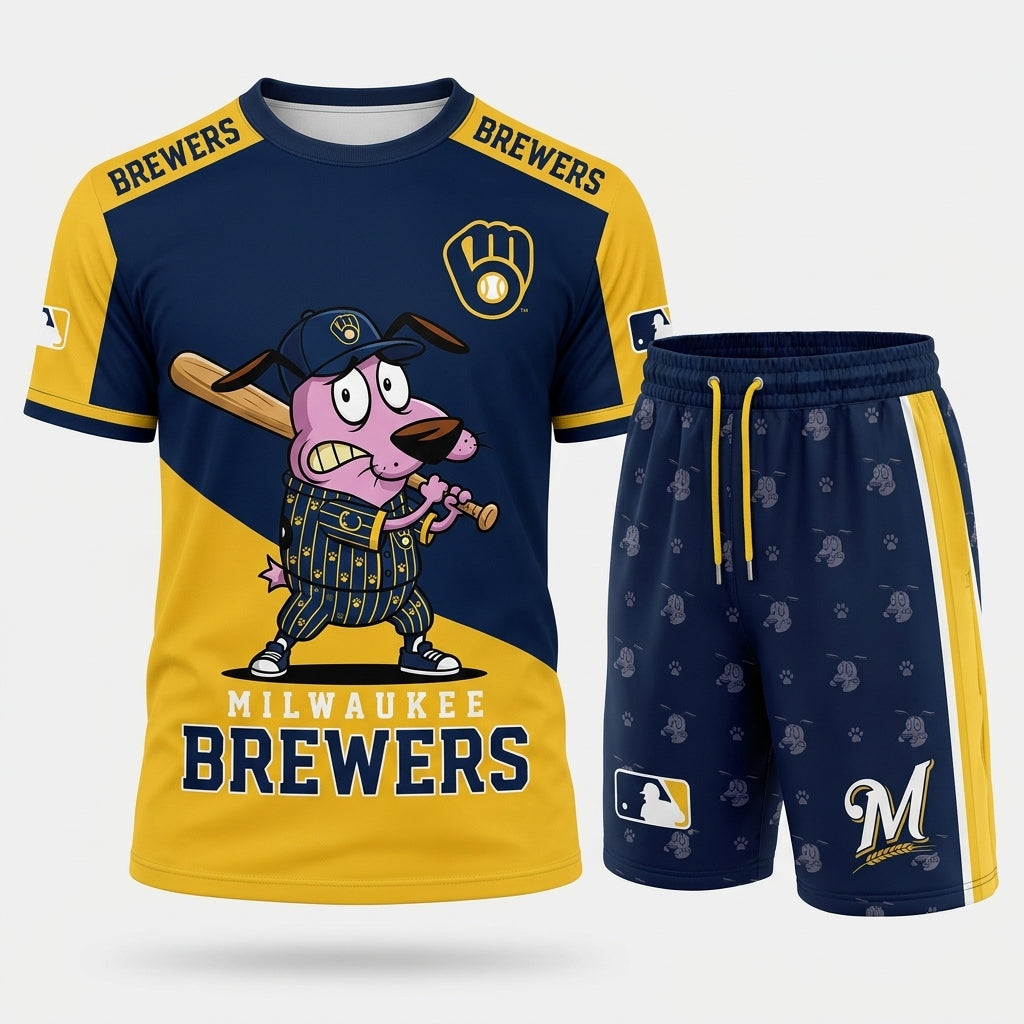 Sport Fan Set T-Shirt + Shorts, Cartoon Dog Baseball Inspired Outfit | All 30 Teams Available